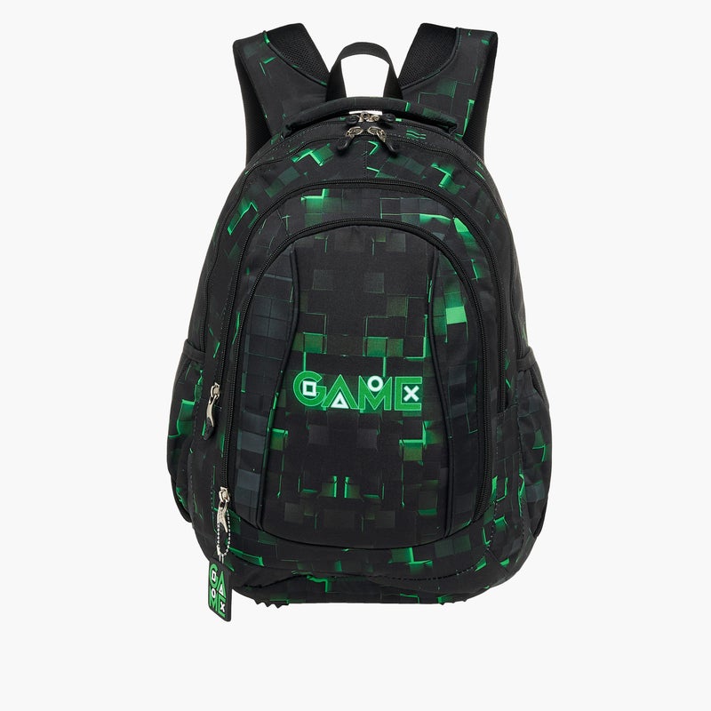St.Right Backpack-Pixel-Game-4 Cmprt-18 In-Boys (Polyester) Black \ 30X20X45 - Image 1